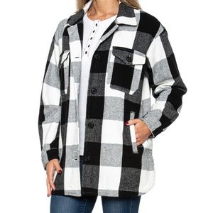 Lucky Brand Oversized Shacket Shirt Jacket Black & White Size Small